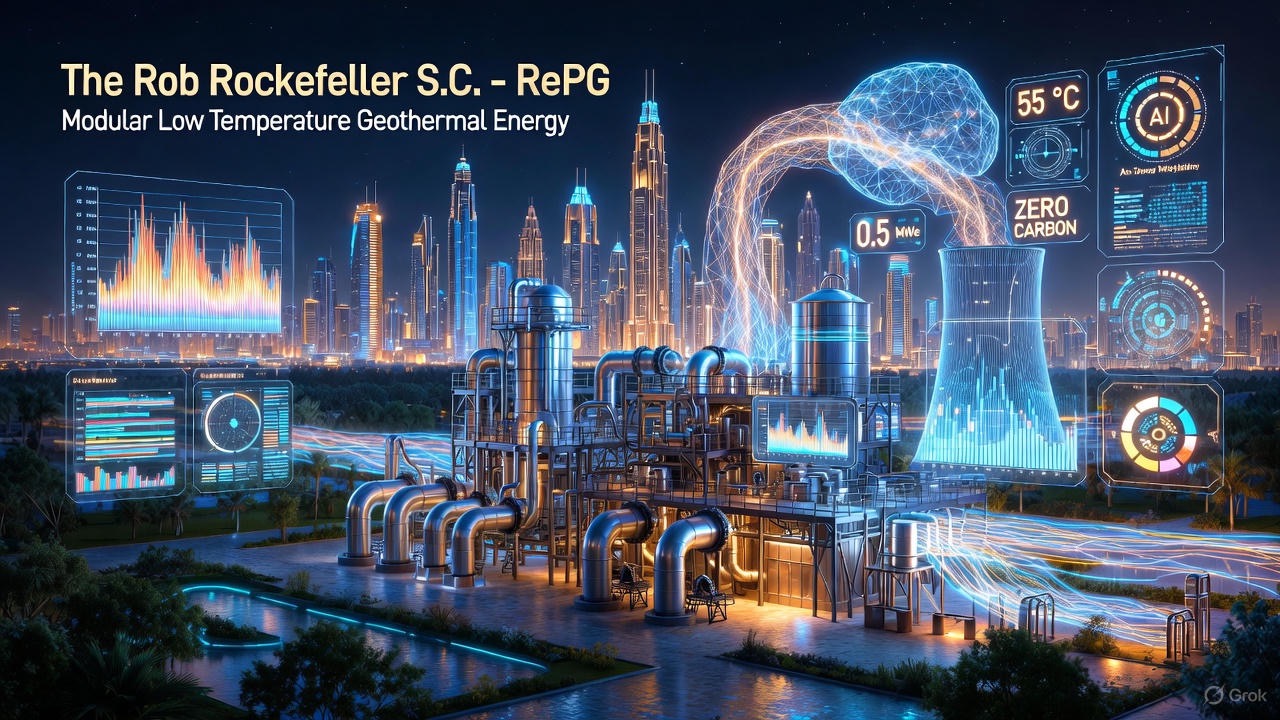 RePG modular low-temperature Geothermal AGS infrastructure for continuous energy